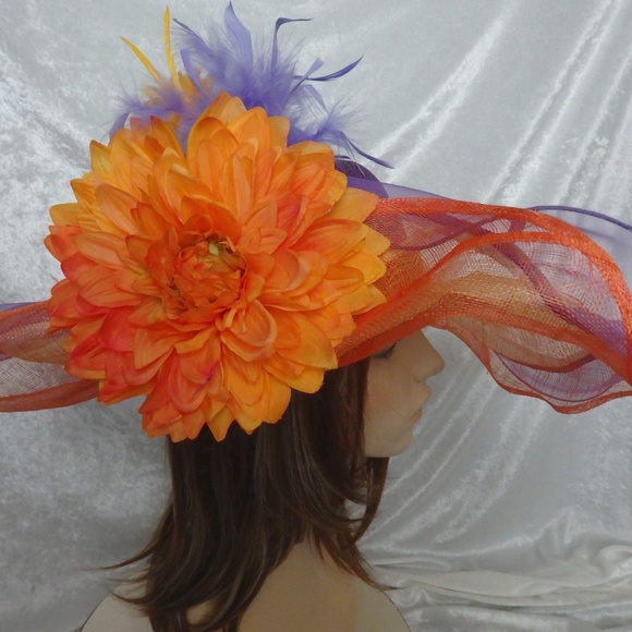 Vivid Purple & Orange Wide-brimmed hat.